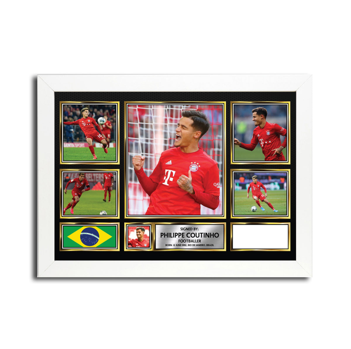 Philippe Coutinho MC1695 – Black Frame Printed Signature Football Poster – Philippe Coutinho MC1695