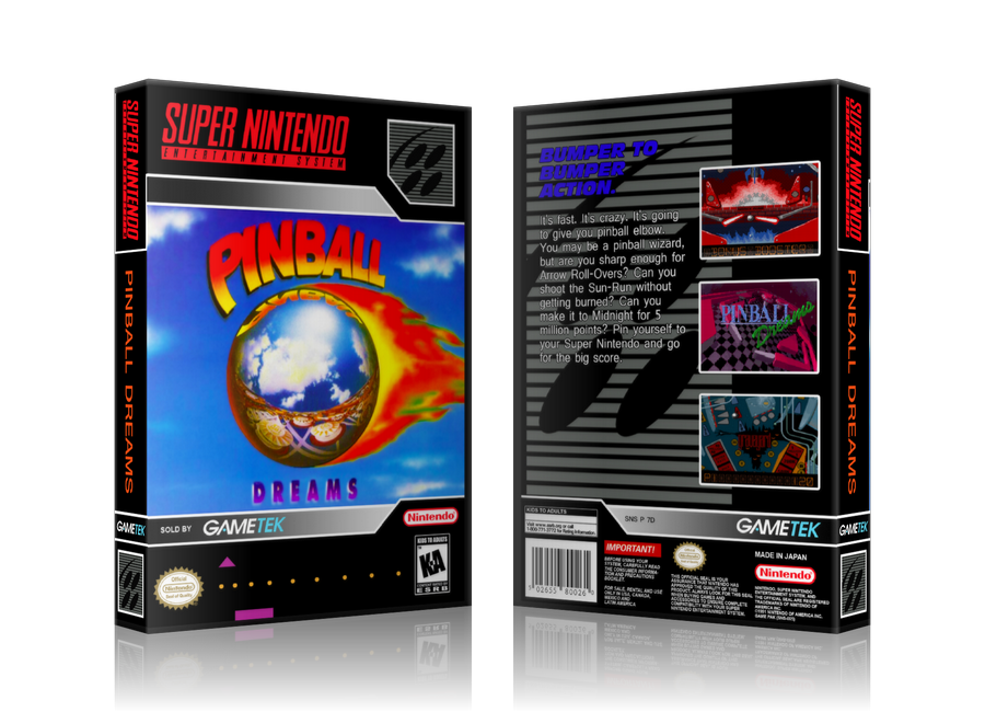 Pinball Dreams Replacement SNES REPLACEMENT Game Case Or Cover