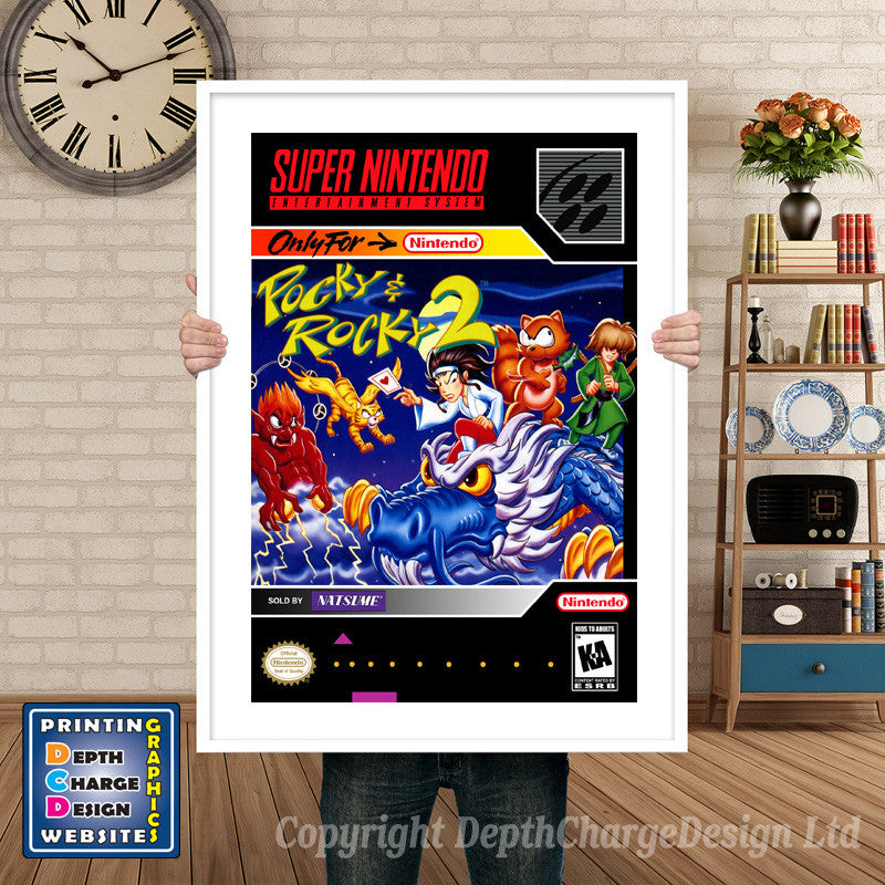 Pocky And Rocky 2 Super Nintendo GAME INSPIRED THEME Retro Gaming Poster A4 A3 A2 Or A1
