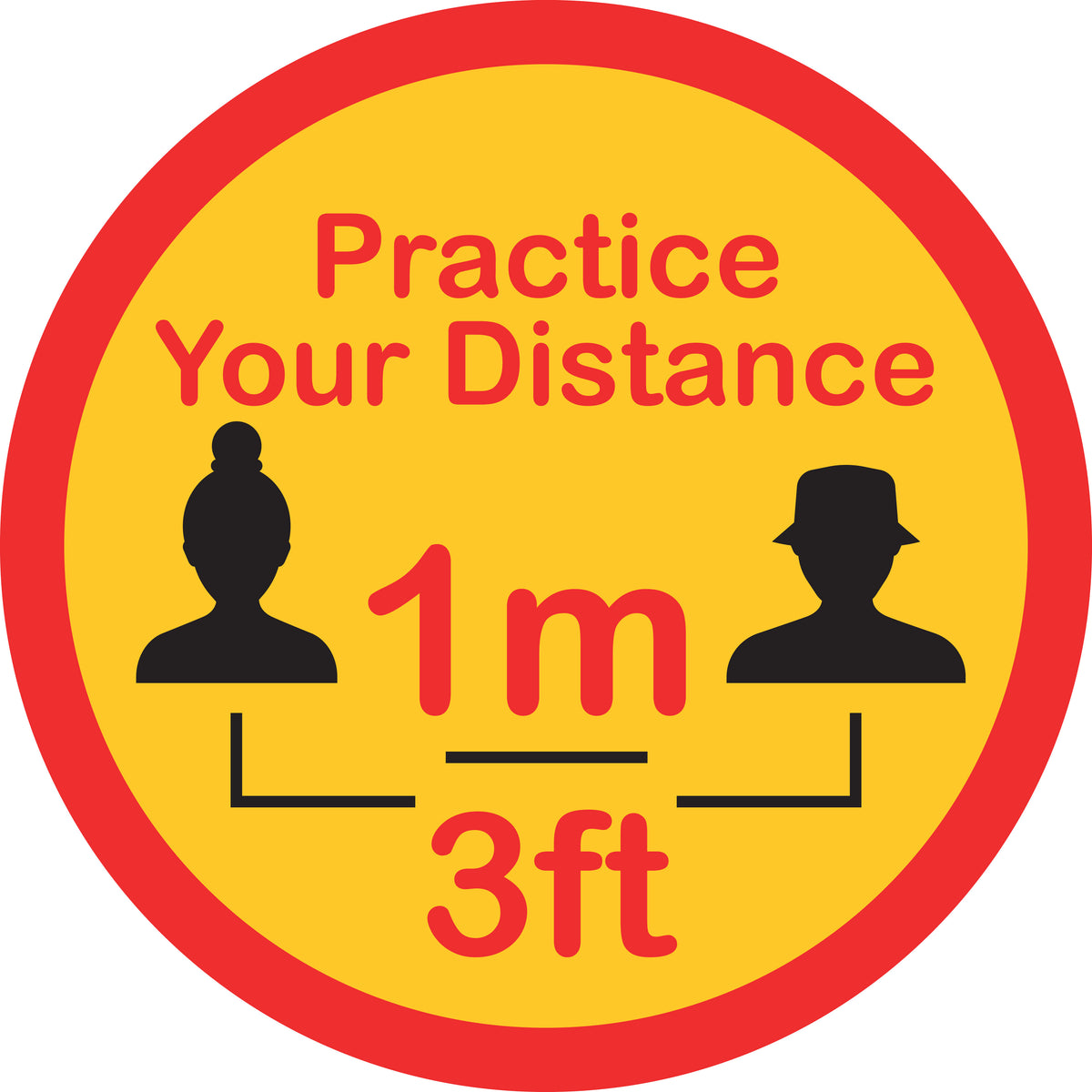 Practice Your Distance 1m 3ft Social Distancing Floor Stickers