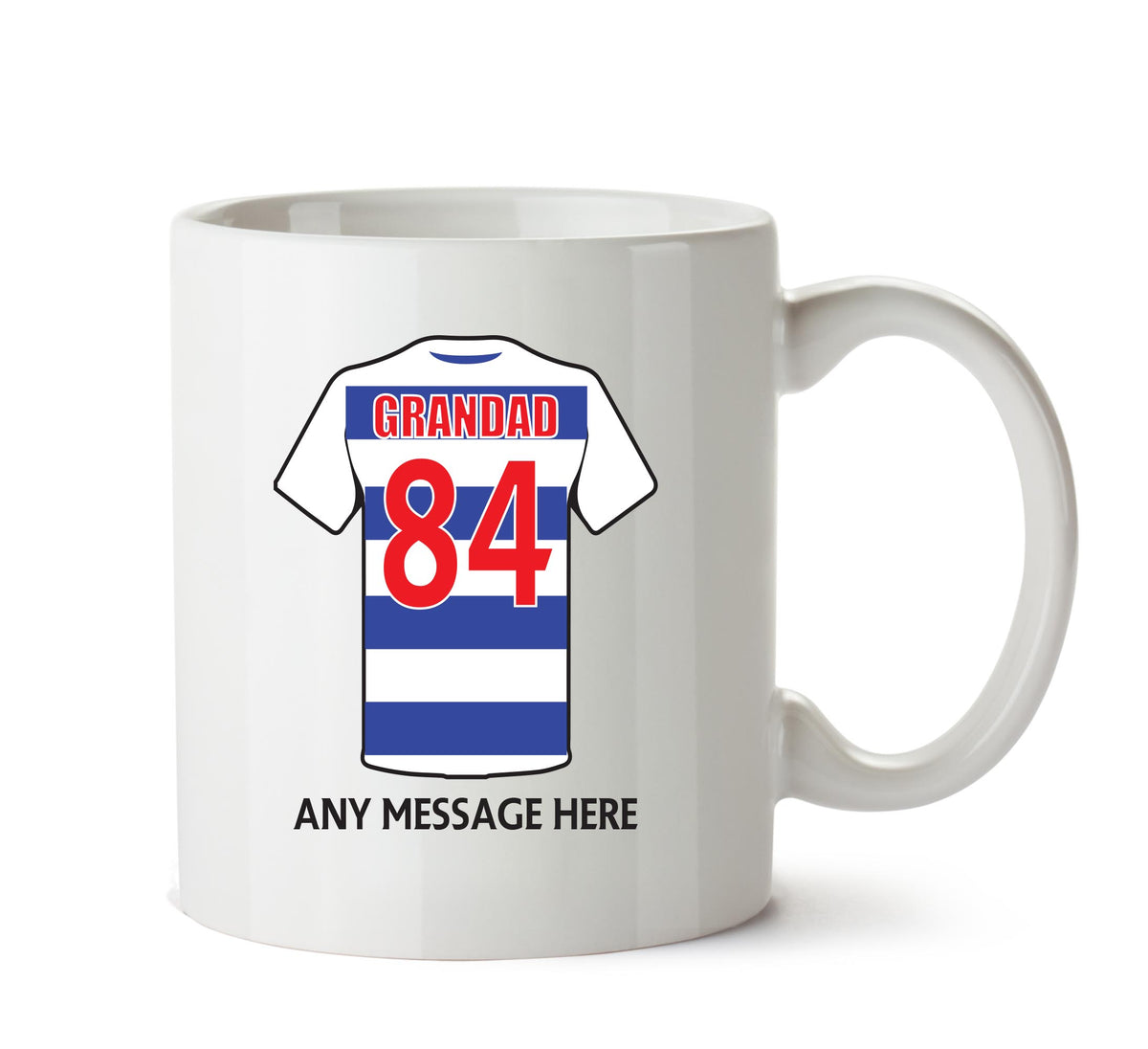 Queens Park Rangers Football Team Mug - Personalised Birthday Age and Name – printed mug product image 1