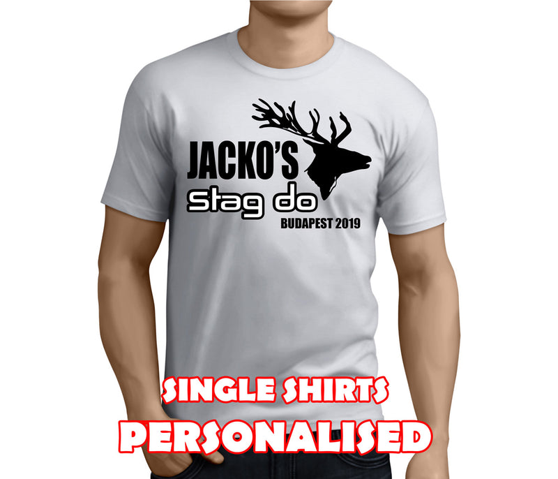 Red Stag Black Custom Stag T-Shirt - Any Name - Party Tee