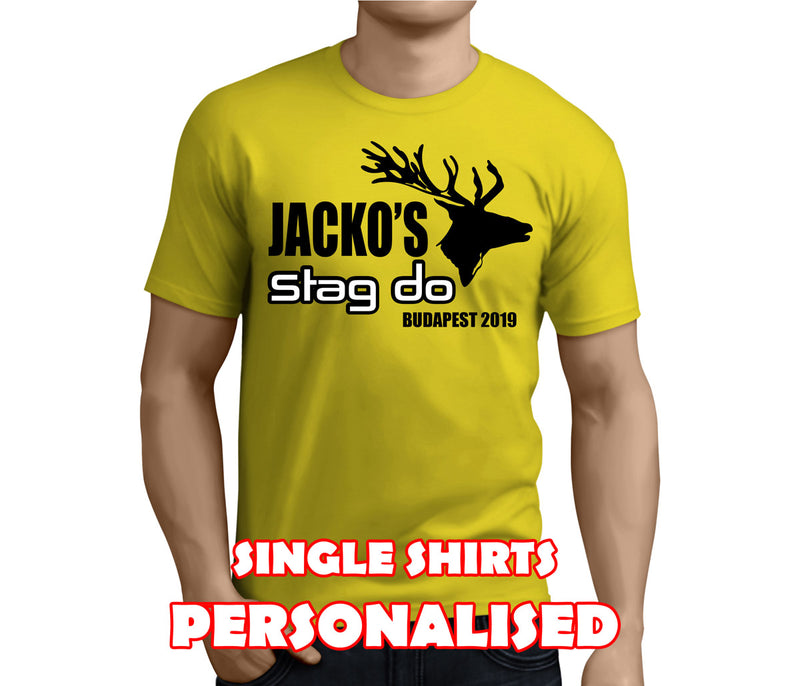 Red Stag Black Custom Stag T-Shirt - Any Name - Party Tee