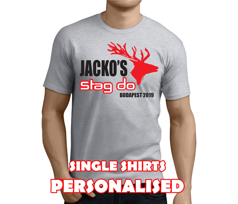 Red Stag Colour Custom Stag T-Shirt - Any Name - Party Tee