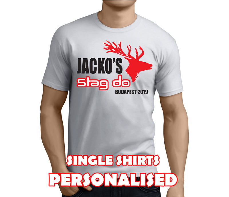 Red Stag Colour Custom Stag T-Shirt - Any Name - Party Tee
