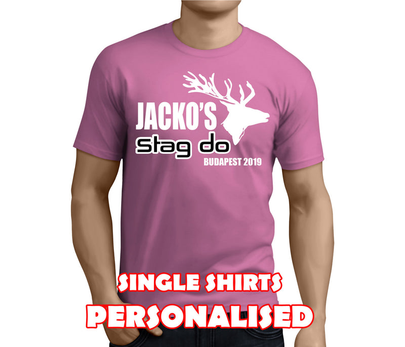 Red Stag White Custom Stag T-Shirt - Any Name - Party Tee