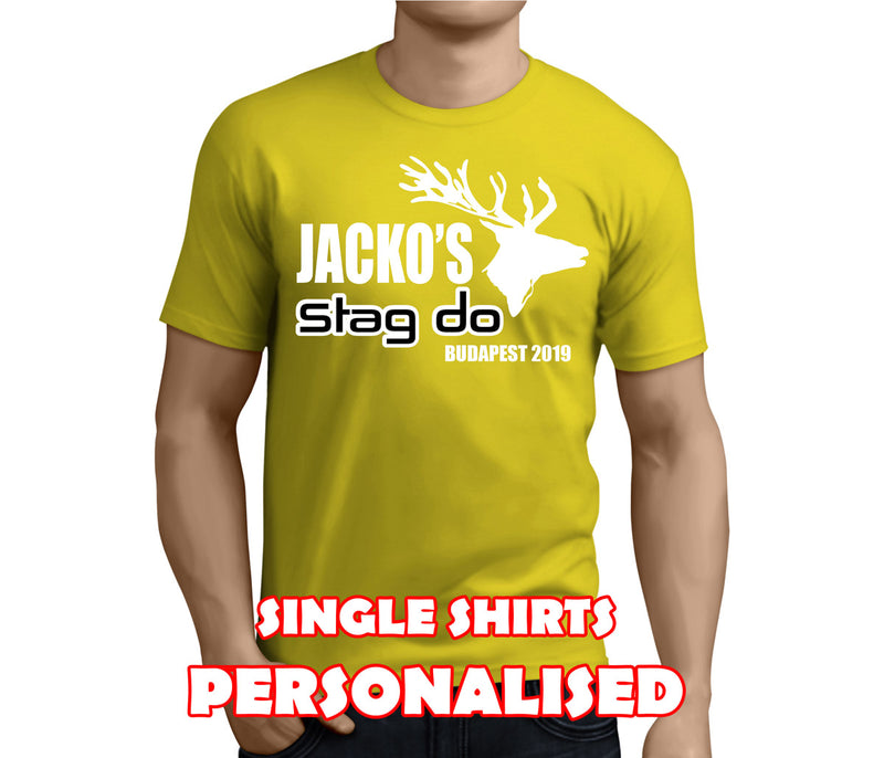 Red Stag White Custom Stag T-Shirt - Any Name - Party Tee