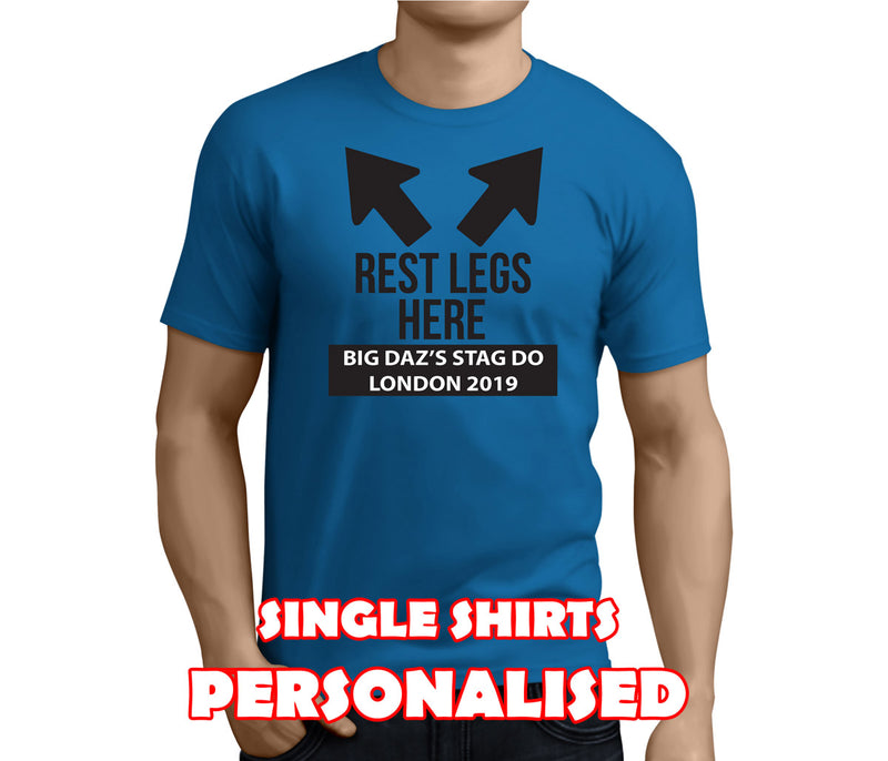 Rest Legs Here Black Custom Stag T-Shirt - Any Name - Party Tee