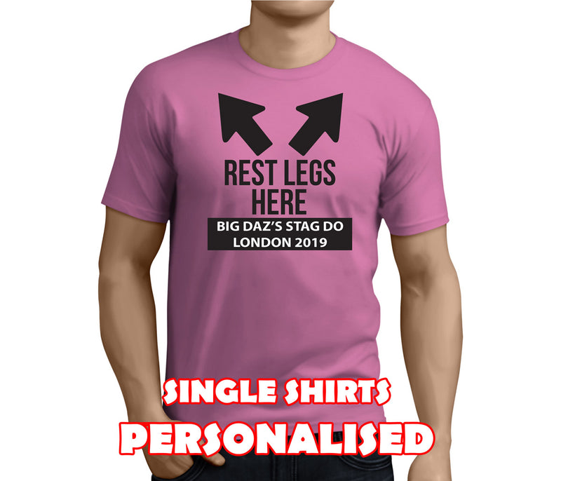 Rest Legs Here Black Custom Stag T-Shirt - Any Name - Party Tee