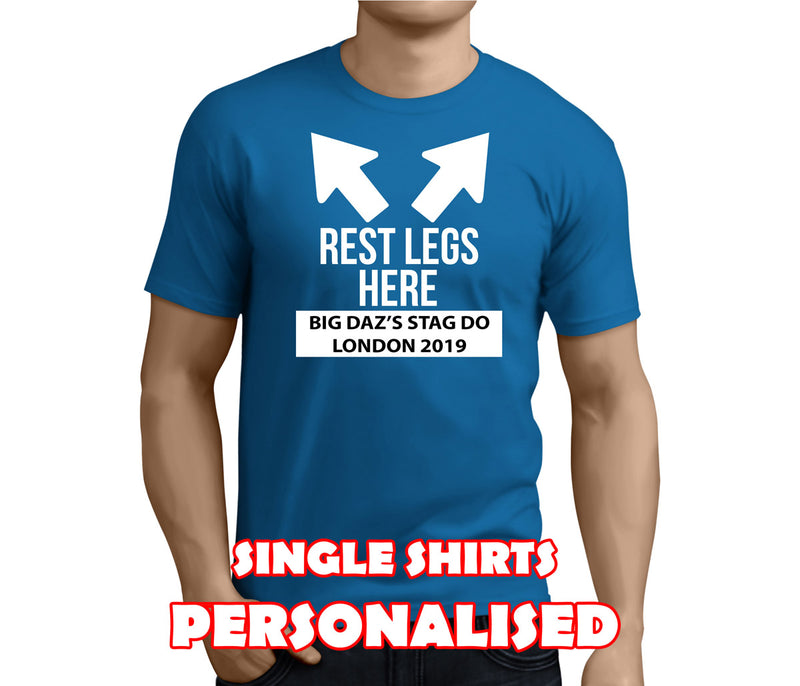 Rest Legs Here White Custom Stag T-Shirt - Any Name - Party Tee