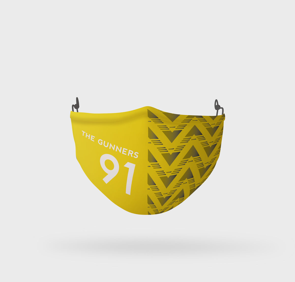Retro Arsenal Football Team Face Covering Mask Yellow