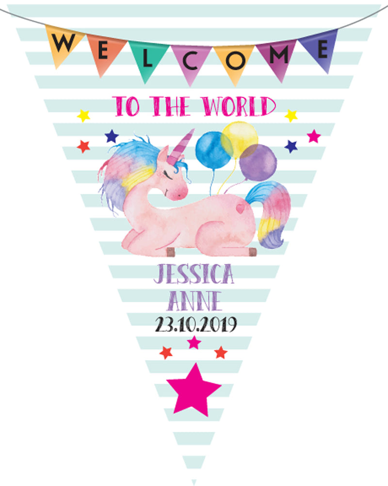 RM181 Welcome To World Bunting A Personalised Custom Bunting Premium Party Decorations  (Standard Bunting (14.8cm X 21cm))
