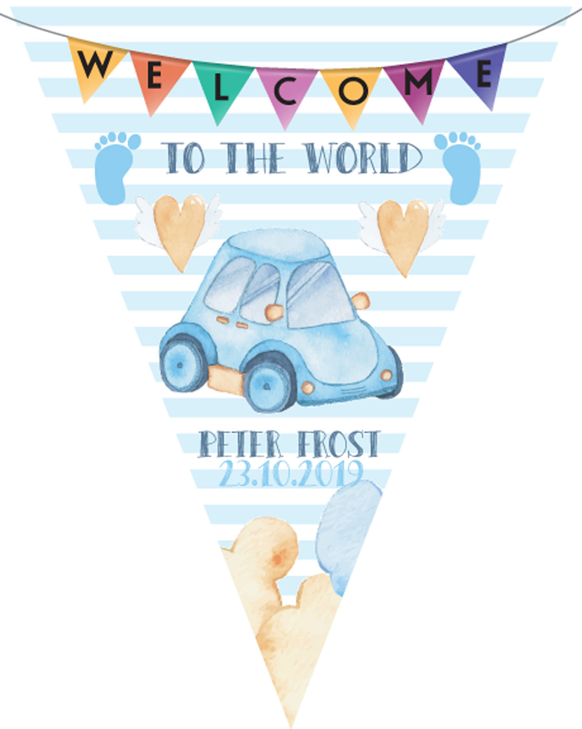 RM184 Welcome To World Bunting D Personalised Custom Bunting Premium Party Decorations (Standard Bunting (14.8cm X 21cm))