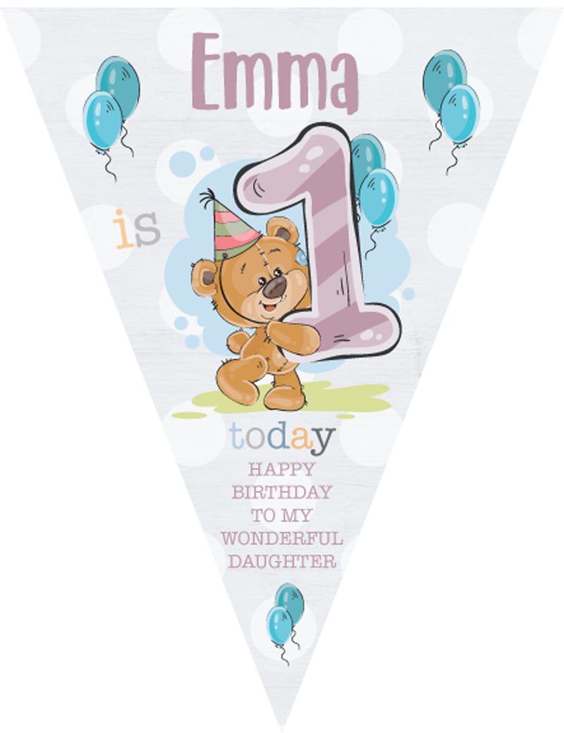 RM187 Bear With Num Birthday A Bunting Premium Party Decorations  (Standard Bunting (14.8cm X 21cm))