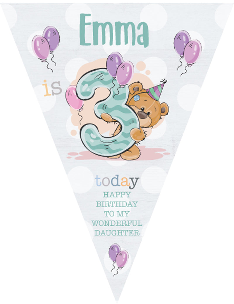 RM189 Bear With Num Birthday C Bunting Premium Party Decorations  (Standard Bunting (14.8cm X 21cm))