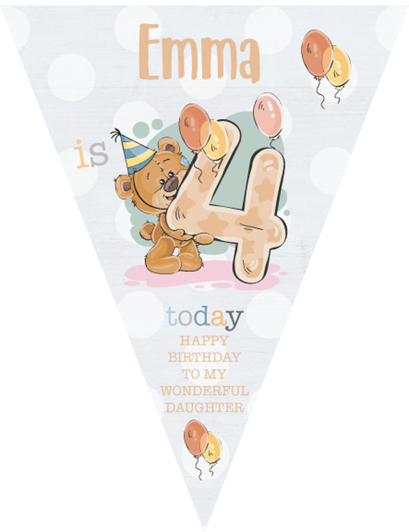 RM190 Bear With Num Birthday D Bunting Premium Party Decorations  (Standard Bunting (14.8cm X 21cm))