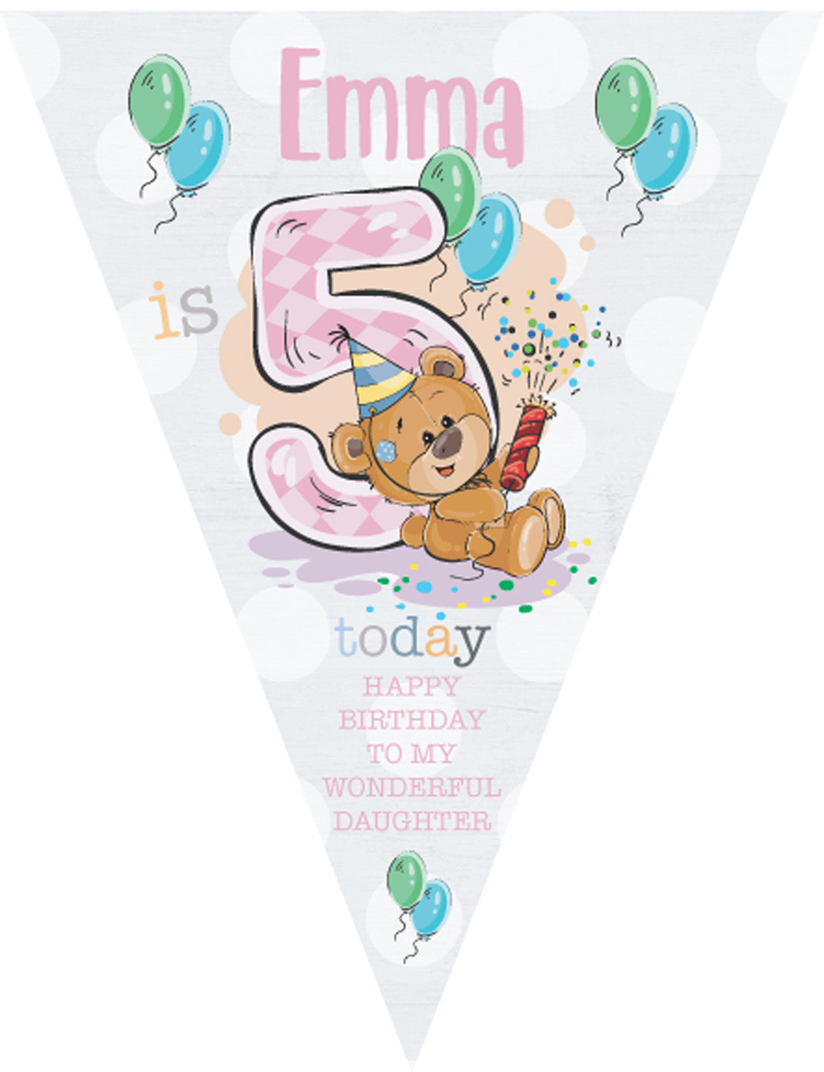 RM191 Bear With Num Birthday E Bunting Premium Party Decorations (Standard Bunting (14.8cm X 21cm))