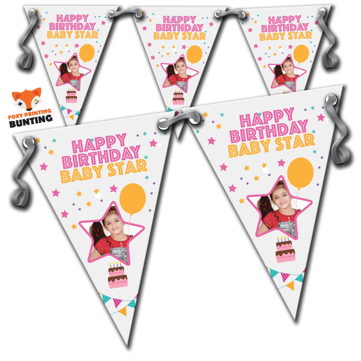 RM30 Single Star Birthday Bunting C Personalised Custom Bunting Premium Party Decorations (Standard Bunting (14.8cm X 21cm)) – RM30 Single Star Birthday Bunting C Personalised Custom Bunting