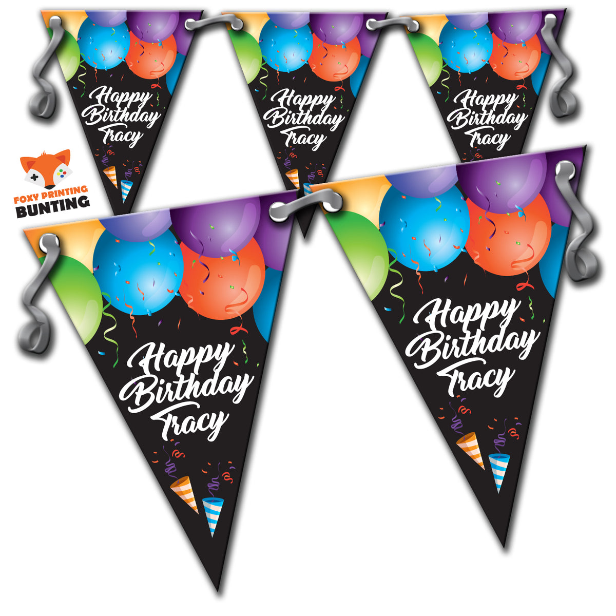 RM46 Single Birthday Balloon Bunting C Personalised Custom Bunting Premium Party Decorations (Standard Bunting (14.8cm X 21cm)) – RM46 Single Birthday Balloon Bunting C Personalised Custom Bunting