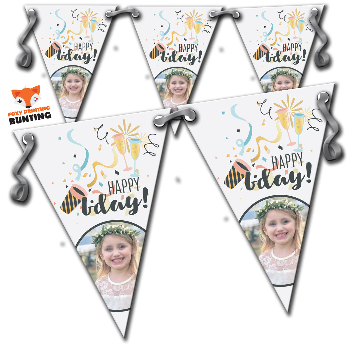 RM71 Single Birthday Bunting A Personalised Custom Bunting Premium Party Decorations (Standard Bunting (14.8cm X 21cm)) β RM71 Single Birthday Bunting A Personalised Custom Bunting