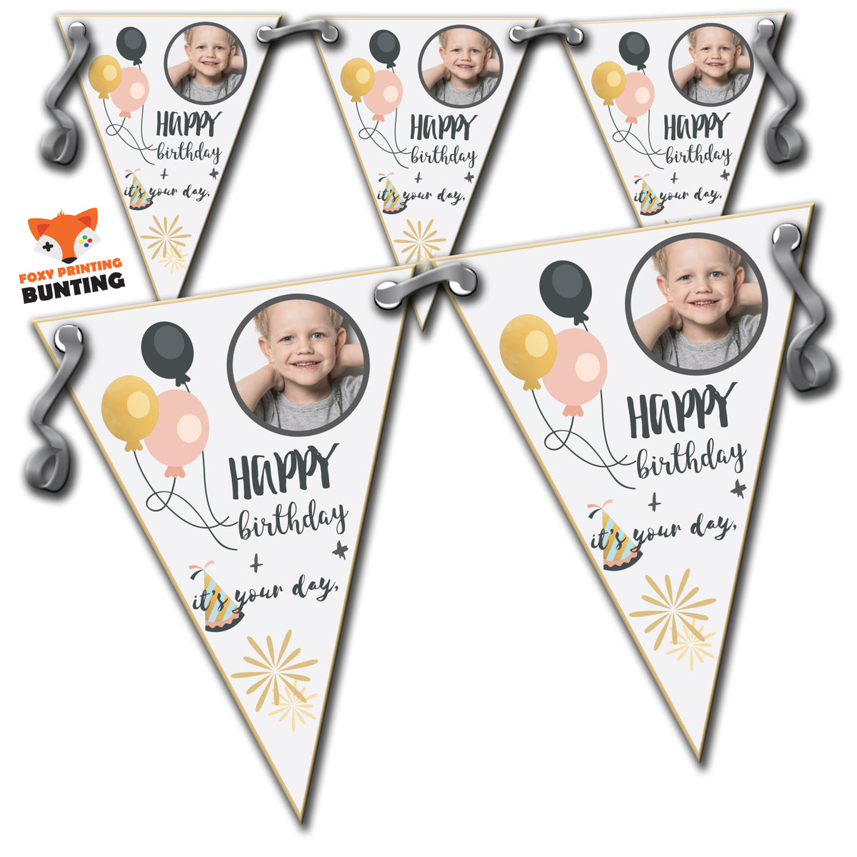RM73 Single Birthday Bunting C Personalised Custom Bunting Premium Party Decorations (Standard Bunting (14.8cm X 21cm)) β RM73 Single Birthday Bunting C Personalised Custom Bunting