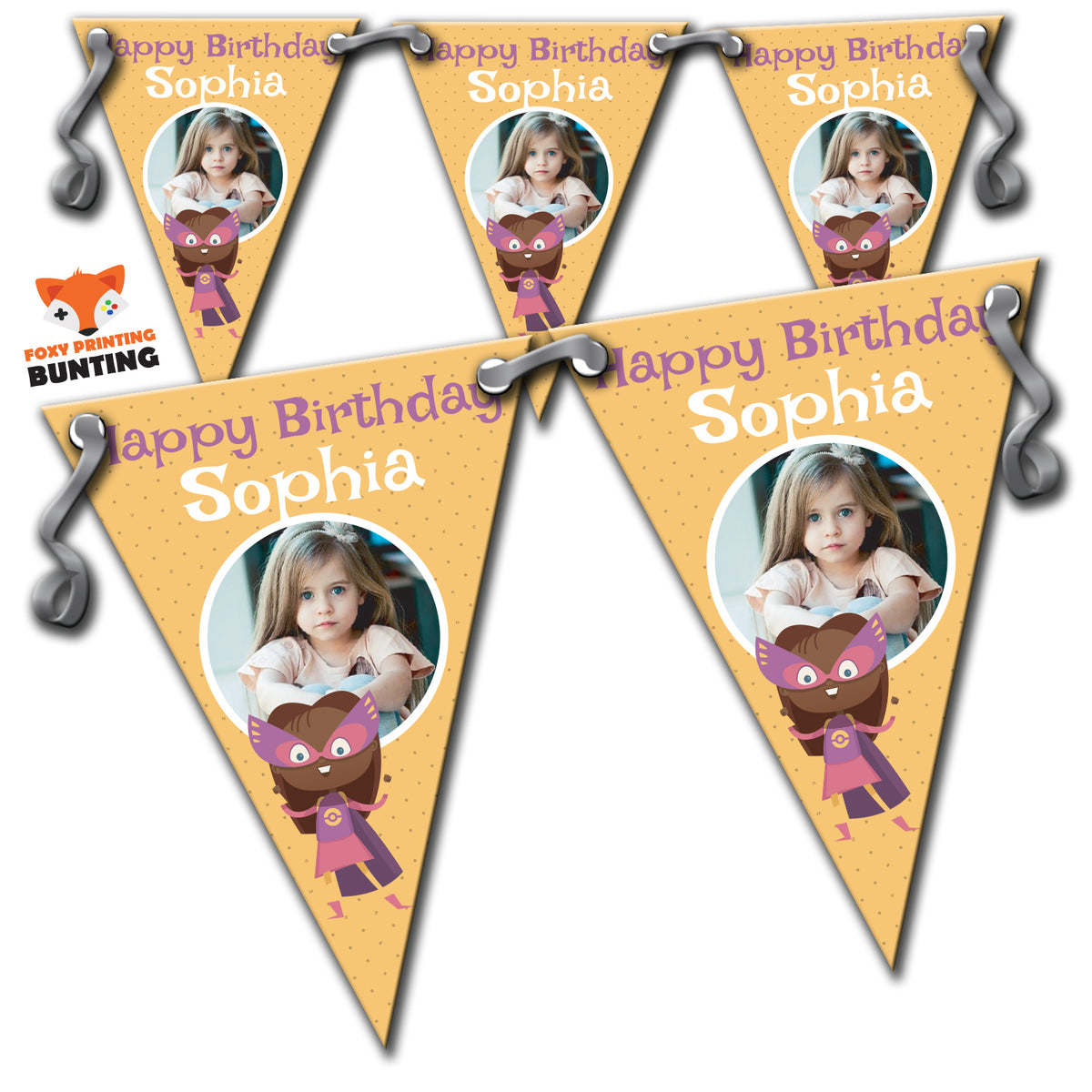 RM86 Single Super Hero Birthday Bunting F Personalised Custom Bunting Premium Party Decorations (Standard Bunting (14.8cm X 21cm)) – RM86 Single Super Hero Birthday Bunting F Personalised Custom Bunting