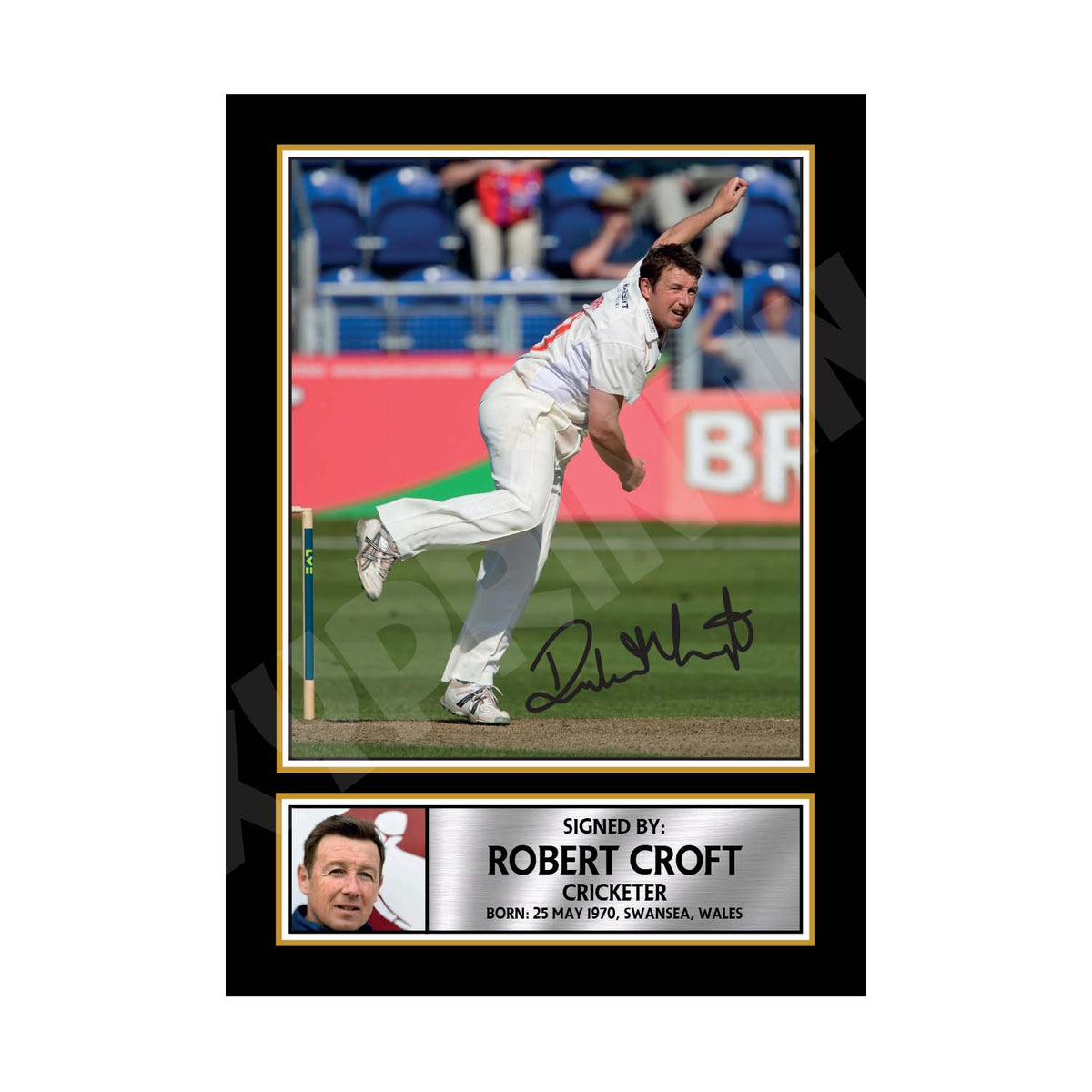 ROBERT CROFT GLAMORGAN Cricketer Printed Signature Print – Cricket Player – Robert Croft Glamorgan Cricketer Printed Signature Print – A1 Print Only