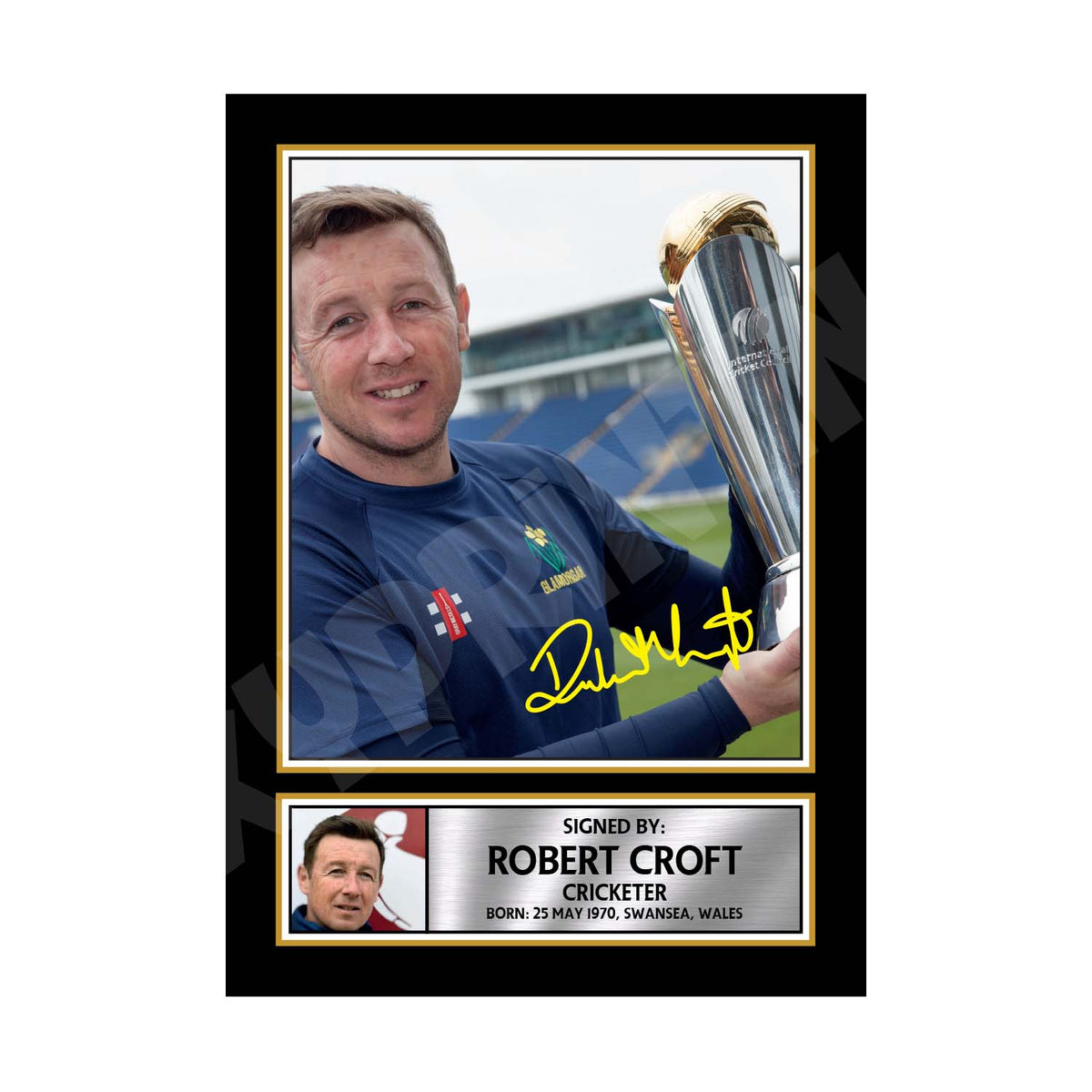ROBERT CROFT GLAMORGAN 2 Limited Edition Cricketer Signed Print - Cricket Player