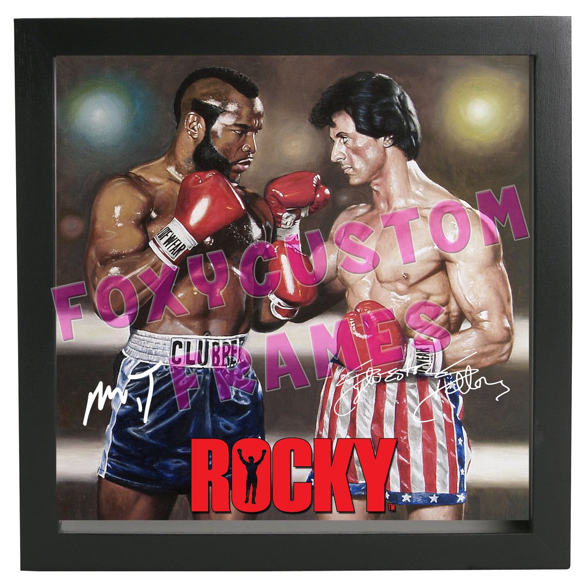 Rocky and Mr T Signed Lego Display Case - Minifigure Display Background and Frames β Rocky and Mr T Printed Signature Lego Display Case - Minifigure Display