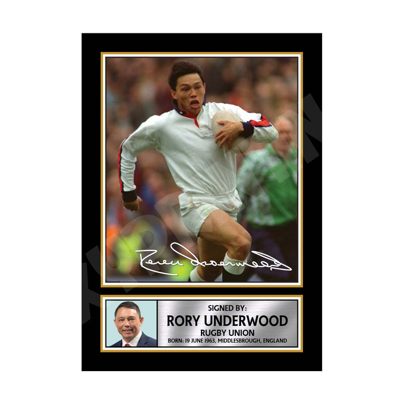 RORY UNDERWOOD 2 Limited Edition Rugby Player Signed Print - Rugby