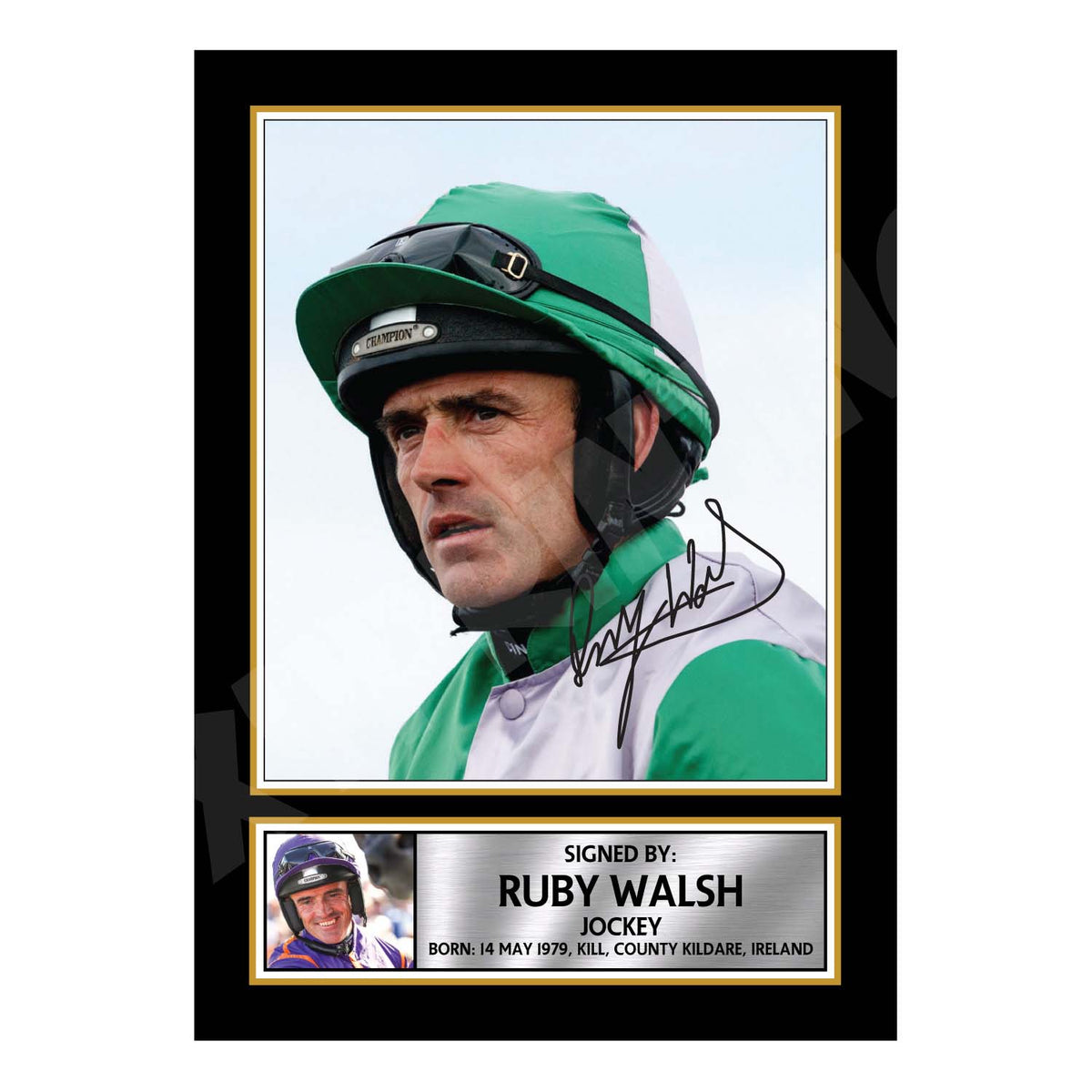 RUBY WALSH 2 Horse Racer Printed Signature Print – Horse Racing – Ruby Walsh 2 Horse Racer Printed Signature Print – A1 Print Only
