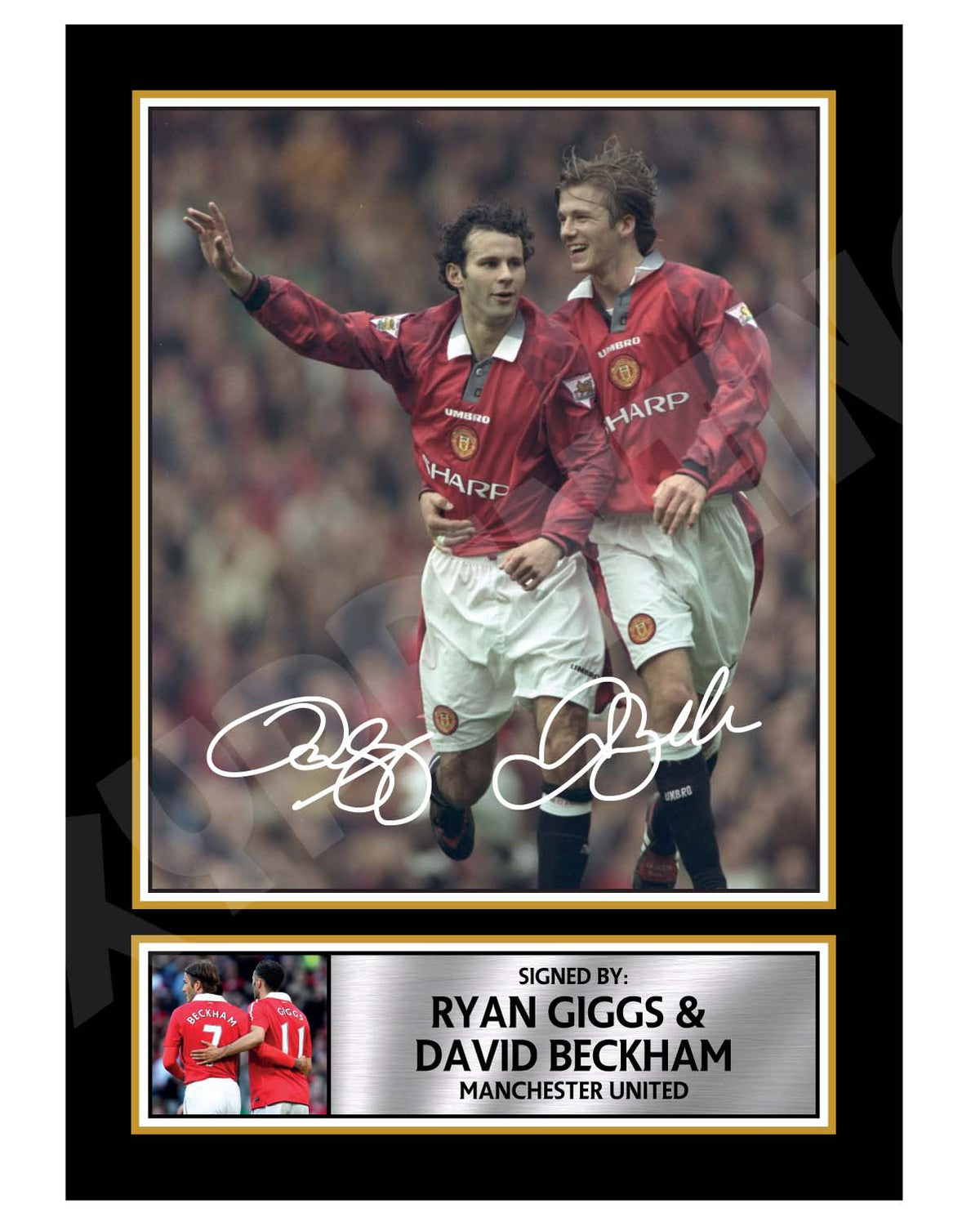 Ryan Giggs + David Beckham Football Player Printed Signature Print – A1 Print Only
