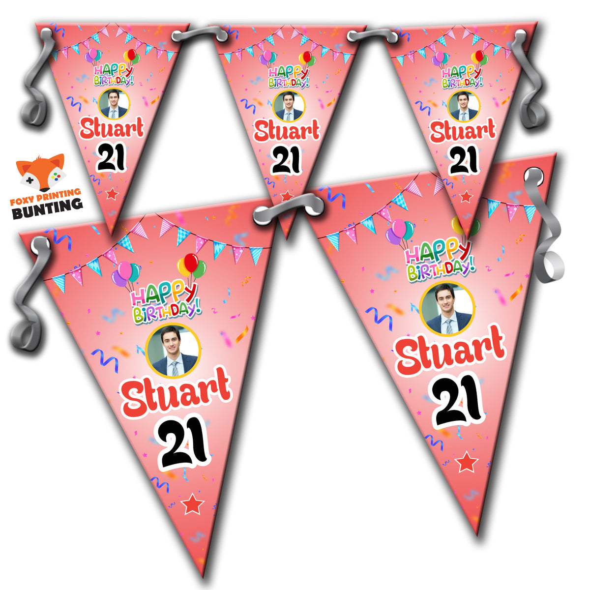 Red Black Birthday Bunting_R1 Personalised Custom Bunting Premium Party Decorations (Standard Bunting (14.8cm X 21cm)) β Red Black Birthday Bunting_R1 Personalised Custom Bunting