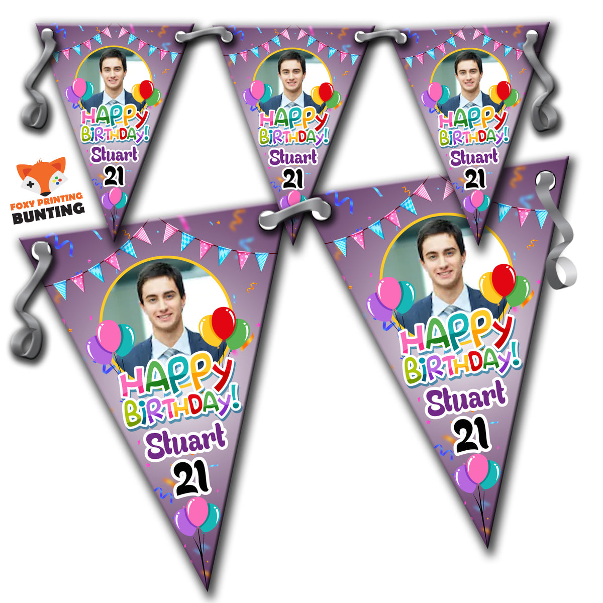 Red Black Birthday Bunting_R2 Personalised Custom Bunting Premium Party Decorations (Standard Bunting (14.8cm X 21cm)) – Red Black Birthday Bunting_R2 Personalised Custom Bunting