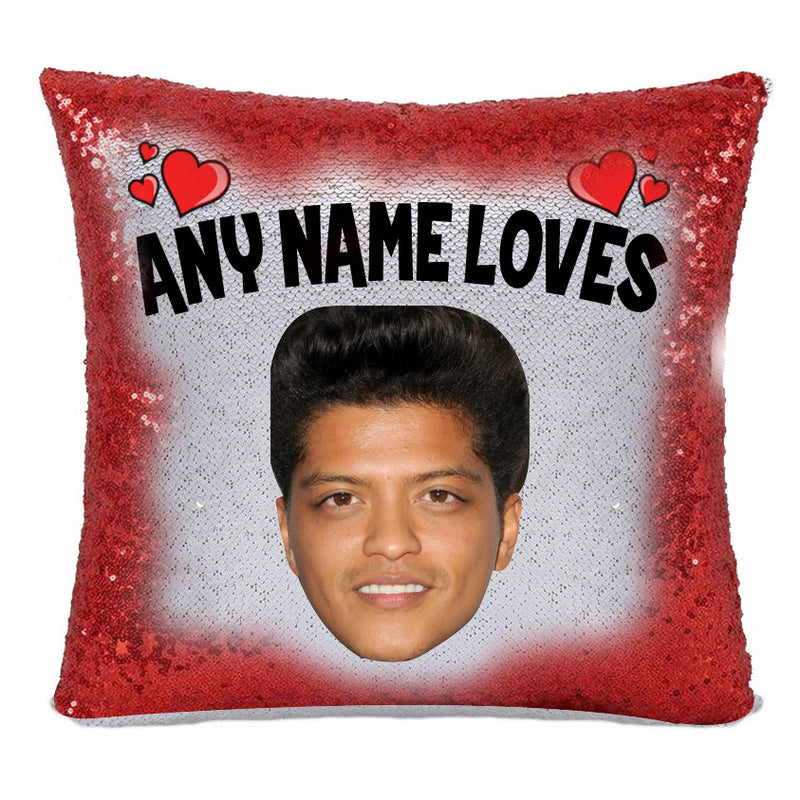 RED MAGIC SEQUIN CUSHION- ANY NAME LOVES BRUNO MARS