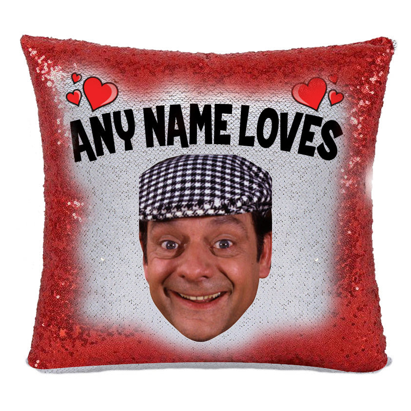 RED MAGIC SEQUIN CUSHION- ANY NAME LOVES DEL BOY TROTTER NEW – Red Magic Sequin Cushion- ANY Name Loves DEL BOY Trotter NEW