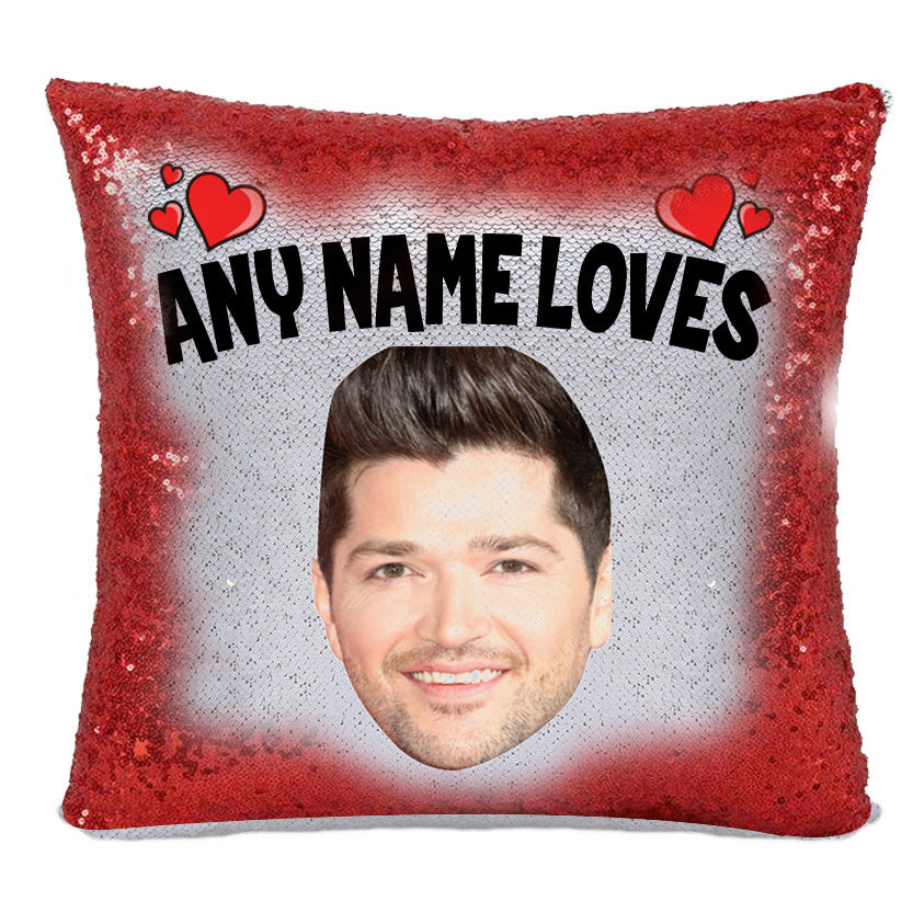 RED MAGIC SEQUIN CUSHION- ANY NAME LOVES DANNY ODONOGHUE – Red Magic Sequin Cushion- ANY Name Loves Danny Odonoghue