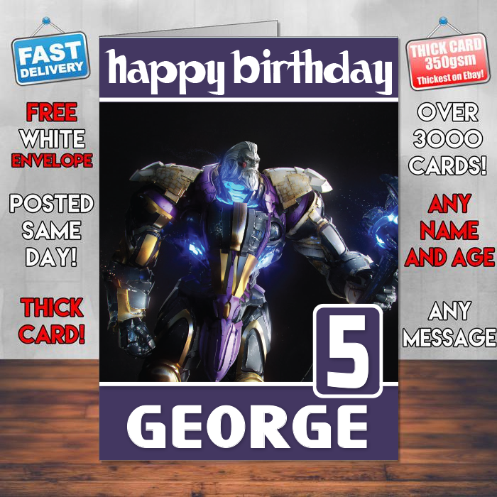 Personalised Reinhardt Artwork Inspired Style Game Kids Inspired Birthday Card (SA)