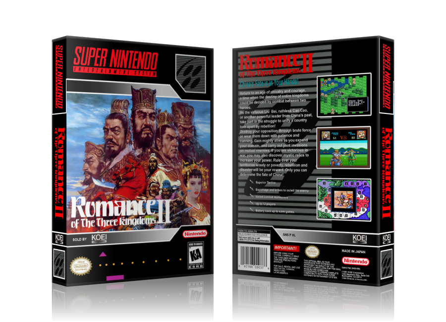 Romance Of The Three Kingdoms II Replacement Nintendo SNES Game Case Or Cover