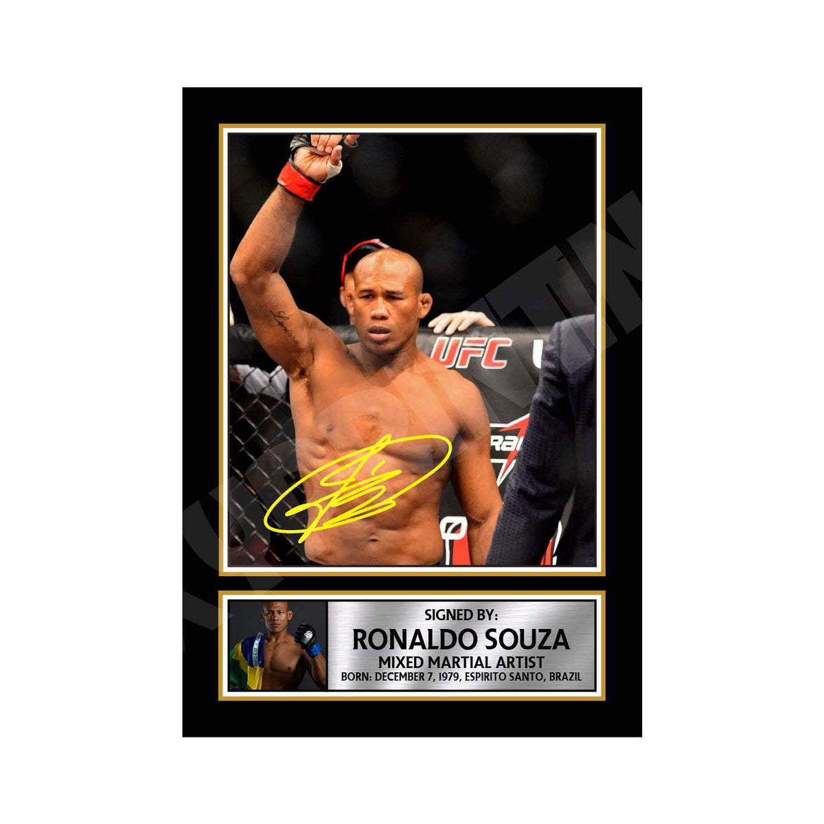 Ronaldo Souza MMA Wrestler Printed Signature Print – MMA Wrestling – Ronaldo Souza MMA Wrestler Printed Signature Print – A1 Print Only
