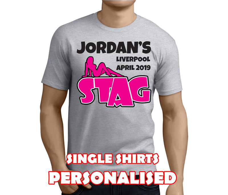 Sexy Silhouette Colour Custom Stag T-Shirt - Any Name - Party Tee