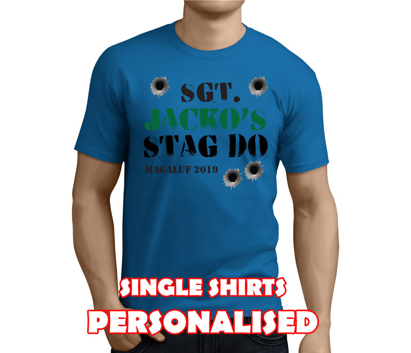 Sgt Stag Colour Custom Stag T-Shirt - Any Name - Party Tee