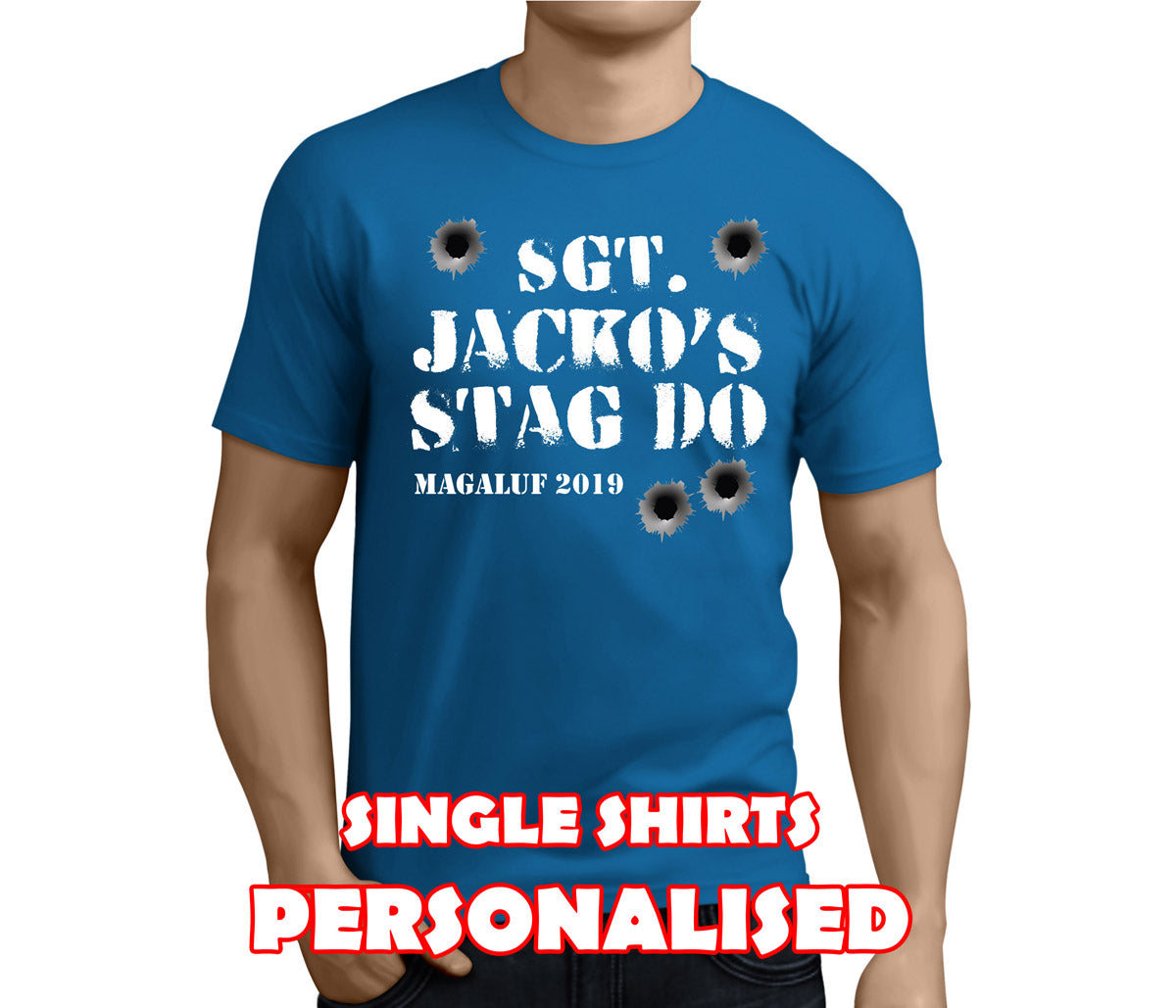 Sgt Stag White Custom Stag T-Shirt - Any Name - Party Tee