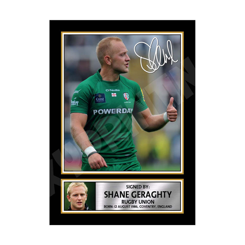 SHANE GERAGHTY 2 Limited Edition Rugby Player Signed Print - Rugby