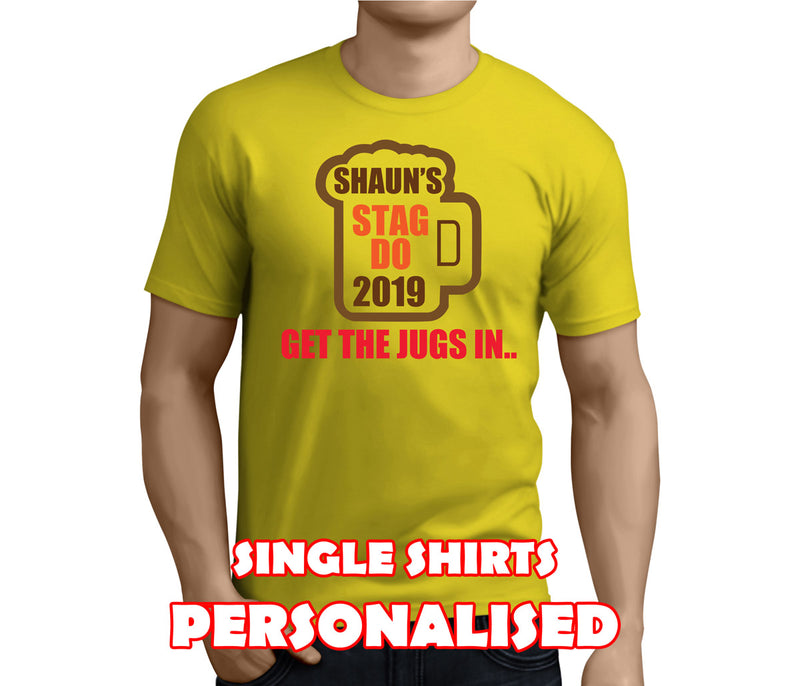Get The Jugs In Colour Custom Stag T-Shirt - Any Name - Party Tee