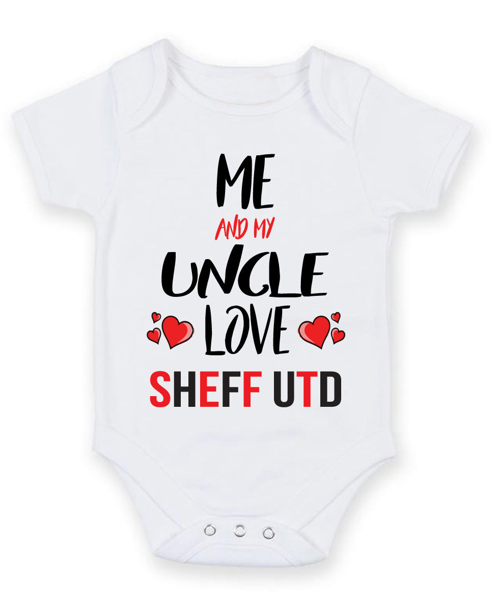 Me and My Uncle Love Sheff UTD Personalised Football Team Baby Grow