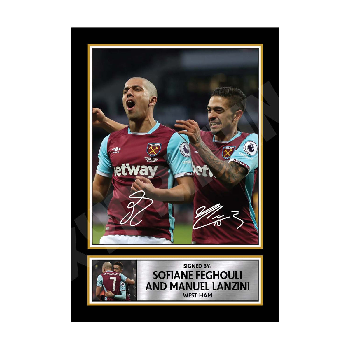 SOFIANE FEGHOULI _ MANUEL LANZINI (1) Football Player Printed Signature Print – Sofiane Feghouli _ Manuel Lanzini Football Player Printed Signature Print – A1 Print Only
