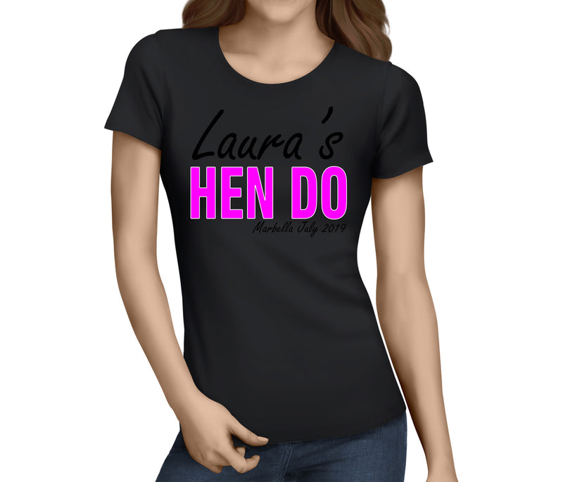 Standard Hen Swirl Colour Hen T-Shirt - Any Name - Party Tee