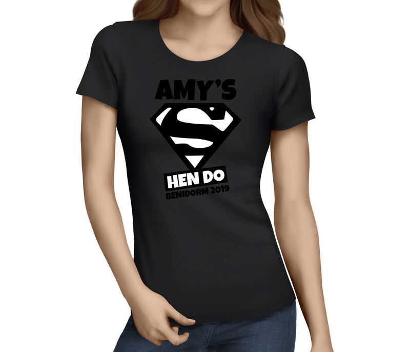 Super Hen Black Hen T-Shirt - Any Name - Party Tee
