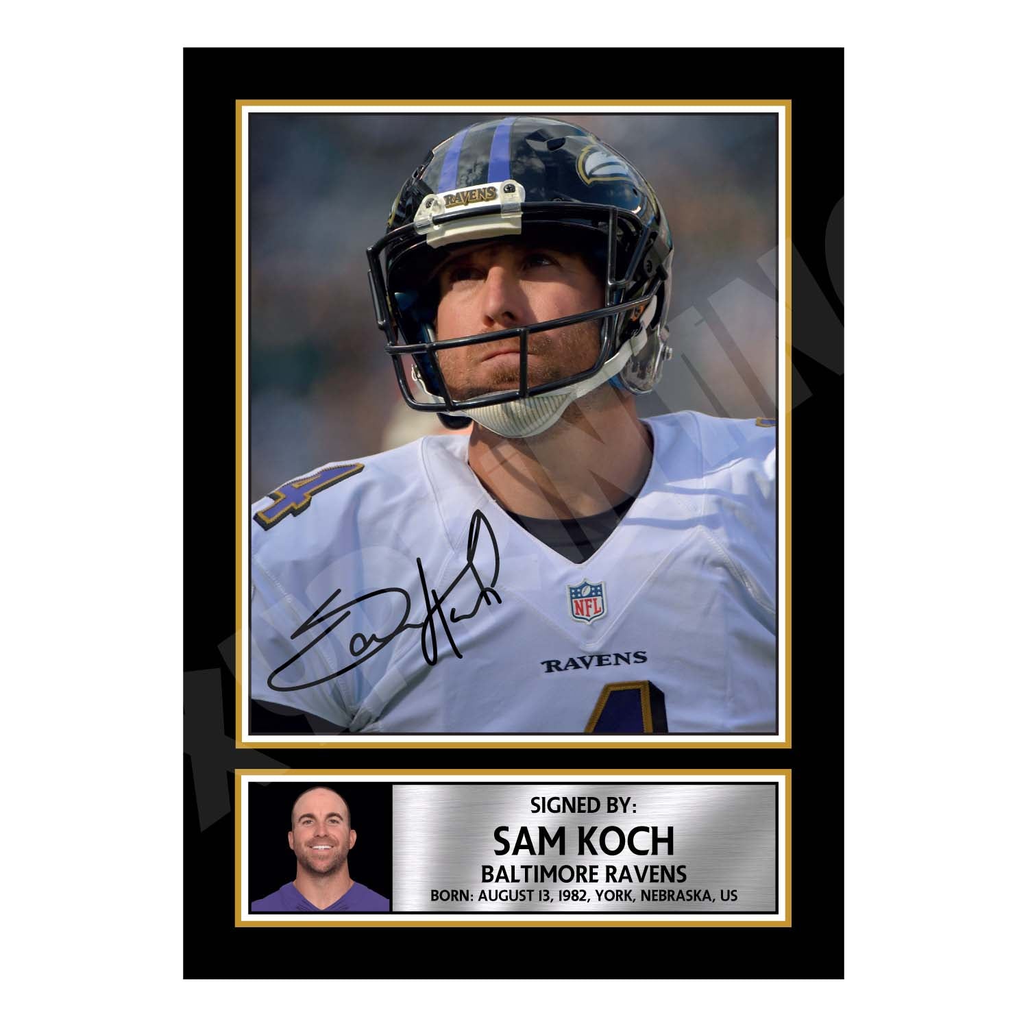 Sam Koch 1 Limited Edition Football Signed Print - American Footballer